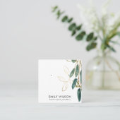 金ゴールド緑ユーカリ動物イヤリングスタッドディスプレイB スクエア名刺 (スタンド正面)