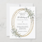 金ゴールド緑化結婚式招待状 (正面)