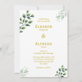 金ゴールド緑化結婚式招待状 招待状 (正面)