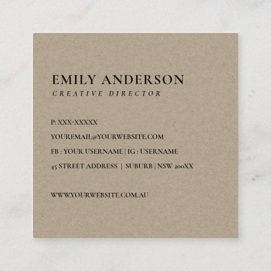 金ゴールド緑樹水色リースプロフェッショナル スクエア名刺 (裏面)