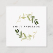 金ゴールド緑樹水色リースプロフェッショナル スクエア名刺 (正面)