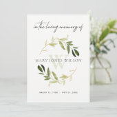 金ゴールド緑色動物悔やみや弔慰メモリアルサービス招待状 サンキューカード (スタンド正面)