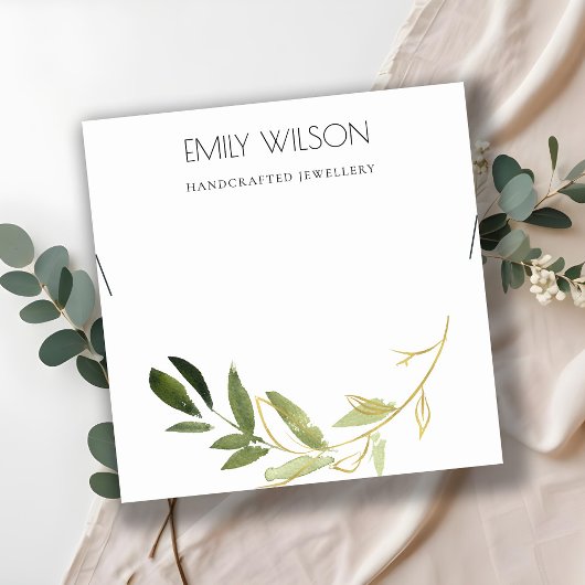 金ゴールド緑色動物水彩ネックレスディスプレイロゴ スクエア名刺