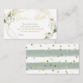 金ゴールド緑色幾何学赤ちゃんシャワーおむつラッフル エンクロージャーカード (正面/裏面)