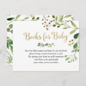 金ゴールド緑色赤ちゃんシャワーブックベビー インビテーションポストカード (正面/裏面)