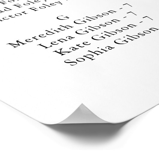 金ゴールド緑葉アルファベットの座席表 ポスター (角)