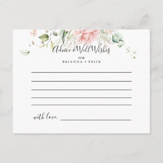 金ゴールド緑葉フローラ結婚のアドバイスカード ポストカード (正面)