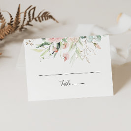 金ゴールド緑葉フローラ結婚の座席表 プレイスカード