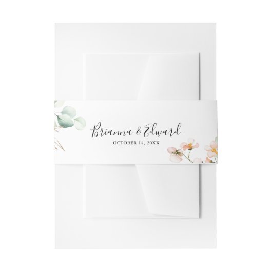 金ゴールド緑葉フローラ結婚式招待状 招待状ベリーバンド (正面例)