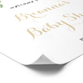 金ゴールド緑葉ベビーシャワーへようこそ ポスター (角)