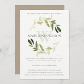 金ゴールド緑葉リースシャワーカード サンキューカード (正面/裏面)