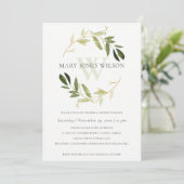 金ゴールド緑葉リースブライダルシャワーカード サンキューカード (スタンド正面)