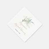 金ゴールド緑葉書道ブライダルシャワー スタンダードカクテルナプキン (角)