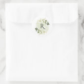 金ゴールド緑葉水彩リースモノグラム ラウンドシール (バッグ)