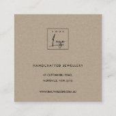 金ゴールド緑葉水色イヤリング表示ロゴ スクエア名刺 (裏面)