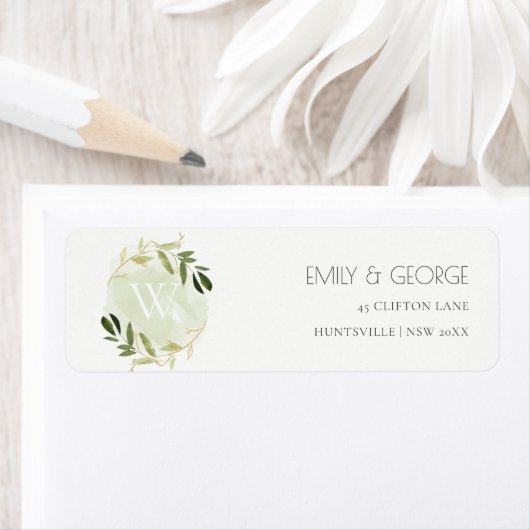 金ゴールド緑葉水色洗浄リースアドレス ラベル (インサイチュ)