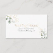 金ゴールド緑葉結婚のウェブサイト エンクロージャーカード (正面)