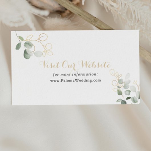金ゴールド緑葉結婚のウェブサイト エンクロージャーカード