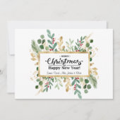 金ゴールド緑 |赤いベリーの挨拶 シーズンカード (正面)