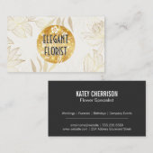 金ゴールド線アートワークのパターン | 花柄 名刺 (正面/裏面)