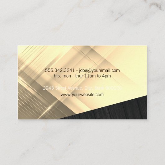 金ゴールド線ダークウッド色ブロック 名刺 (裏面)