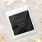 金ゴールド線結婚付きフローラ – 黒 フェイバーバッグ (クリップ留めされた状態)