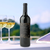 金ゴールド線結婚付きフローラ – 黒 ワインラベル