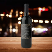 金ゴールド線結婚付きフローラ – 黒 ワインラベル