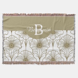 金ゴールド線花柄ブランケット スローブランケット