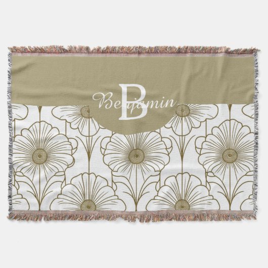 金ゴールド線花柄ブランケット スローブランケット (正面)