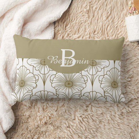 金ゴールド線花柄装飾用クッション ランバークッション (ブランケット)