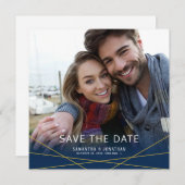 金ゴールド線 |スクエアフォト日付を保存 セーブザデート (正面/裏面)