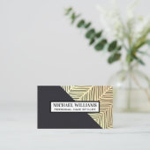 金ゴールド線 |レザーカラーブロック 名刺 (スタンド正面)