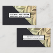 金ゴールド線 |レザーカラーブロック 名刺 (正面/裏面)