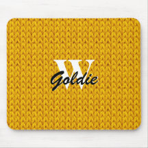 金ゴールド編みテクスチャーマウスパッドとモノグラム