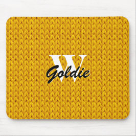 金ゴールド編みテクスチャーマウスパッドとモノグラム マウスパッド