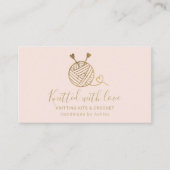 金ゴールド編み物クロシェ糸手作りキットピンク 名刺 (正面)