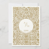 金ゴールド縁どエレガントウエディングカップルのモノグラム 招待状 (裏面)
