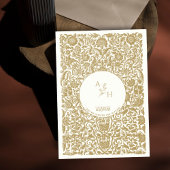 金ゴールド縁どエレガントウエディングカップルのモノグラム 招待状