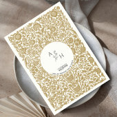 金ゴールド縁どエレガントウエディングカップルのモノグラム 招待状