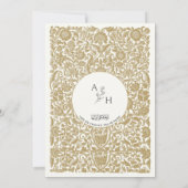 金ゴールド縁どエレガントウエディングカップルのモノグラム 招待状 (裏面)