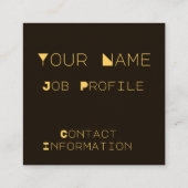 金ゴールド縁どオンブラックおよびトレンディーフォント名刺 スクエア名刺 (裏面)