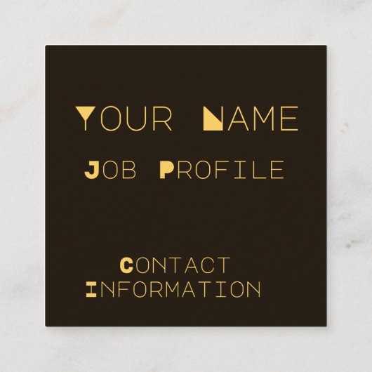 金ゴールド縁どオンブラックおよびトレンディーフォント名刺 スクエア名刺 (裏面)