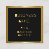 金ゴールド縁どオンブラックおよびトレンディーフォント名刺 スクエア名刺 (正面)