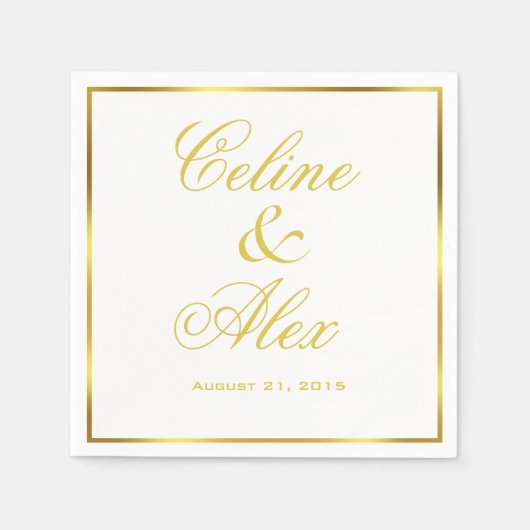 金ゴールド縁どカクテルで背景色を選択 スタンダードカクテルナプキン (正面)