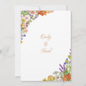 金ゴールド縁どカラフルワイルドフラワーカントリー結婚式 招待状 (裏面)