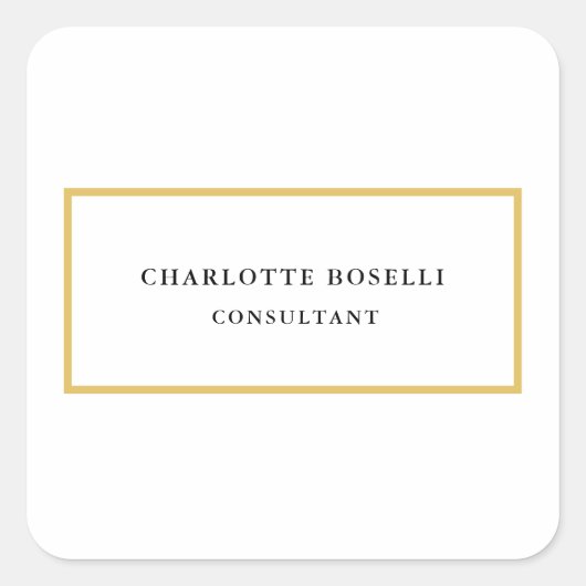 金ゴールド縁どカラーホワイトミニマルプロフェッショナル スクエアシール (正面)