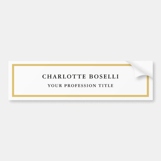 金ゴールド縁どカラーホワイトミニマルプロフェッショナル バンパーステッカー (正面)