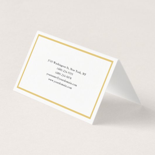 金ゴールド縁どカラーホワイトミニマルプロフェッショナル 名刺 (裏面)
