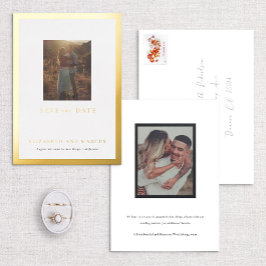 金ゴールド縁どギャラリーフレーム日付の保存 箔招待状